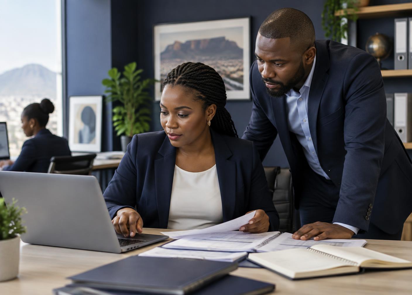 South African accounting and payroll specialists working in a modern office